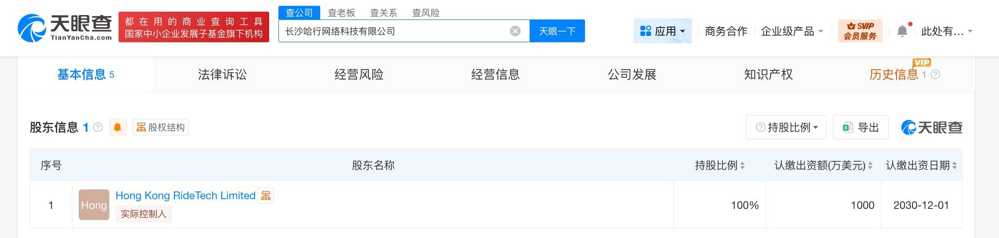 哈啰出行在長(zhǎng)沙成立網(wǎng)絡(luò)科技公司