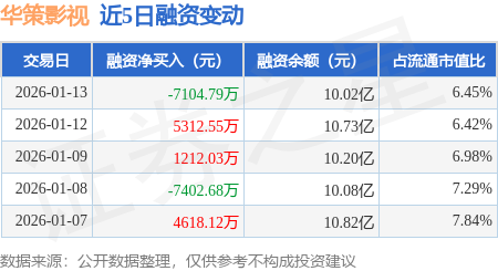 華策影視：1月13日融資買(mǎi)入3.17億元，融資融券余額10.06億元