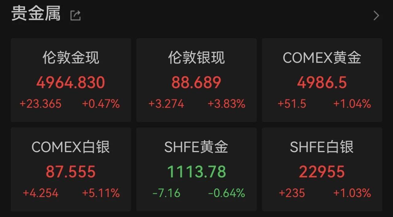 美股科技股下跌，黃金白銀上漲